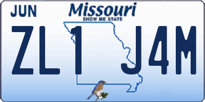 MO license plate ZL1J4M