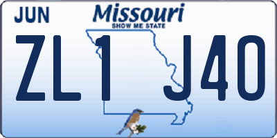 MO license plate ZL1J4O