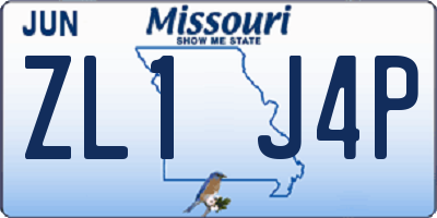 MO license plate ZL1J4P