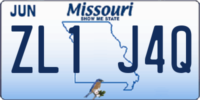MO license plate ZL1J4Q