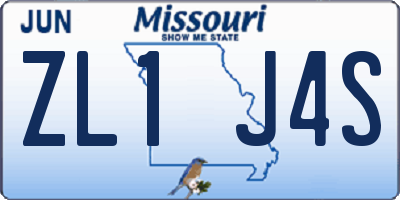 MO license plate ZL1J4S