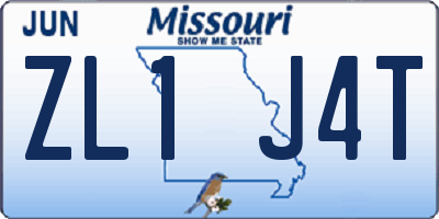 MO license plate ZL1J4T