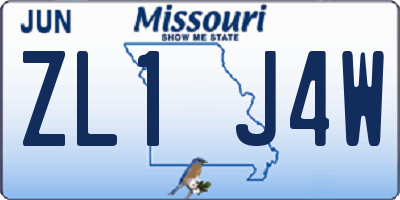 MO license plate ZL1J4W