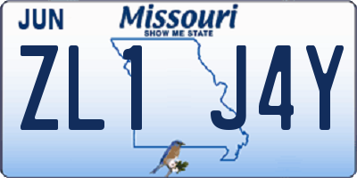 MO license plate ZL1J4Y