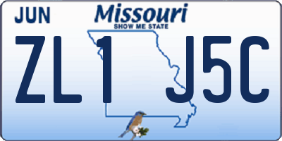 MO license plate ZL1J5C