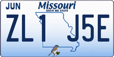 MO license plate ZL1J5E