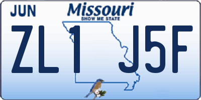 MO license plate ZL1J5F