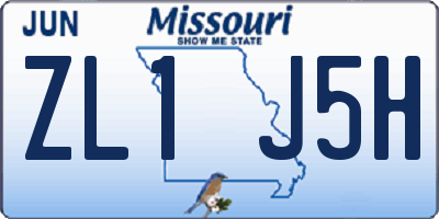 MO license plate ZL1J5H