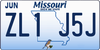 MO license plate ZL1J5J