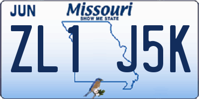 MO license plate ZL1J5K