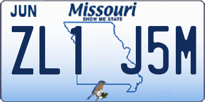 MO license plate ZL1J5M