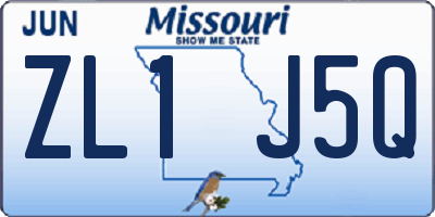 MO license plate ZL1J5Q