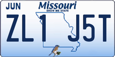 MO license plate ZL1J5T