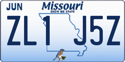 MO license plate ZL1J5Z