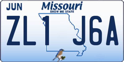 MO license plate ZL1J6A