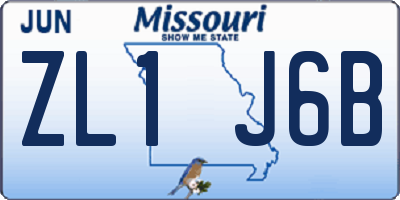 MO license plate ZL1J6B