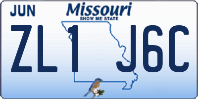 MO license plate ZL1J6C
