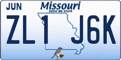 MO license plate ZL1J6K