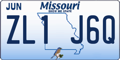 MO license plate ZL1J6Q