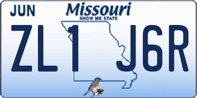MO license plate ZL1J6R