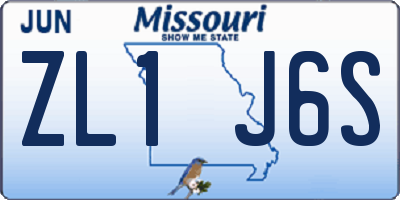 MO license plate ZL1J6S