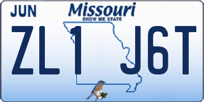 MO license plate ZL1J6T