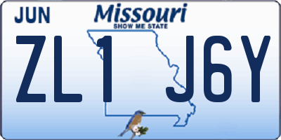 MO license plate ZL1J6Y