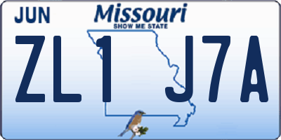 MO license plate ZL1J7A