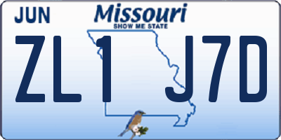 MO license plate ZL1J7D