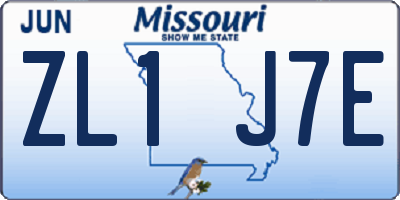MO license plate ZL1J7E