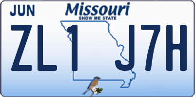 MO license plate ZL1J7H