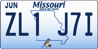 MO license plate ZL1J7I