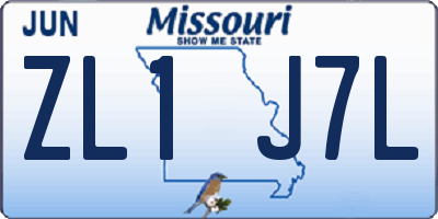 MO license plate ZL1J7L