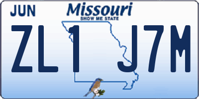 MO license plate ZL1J7M