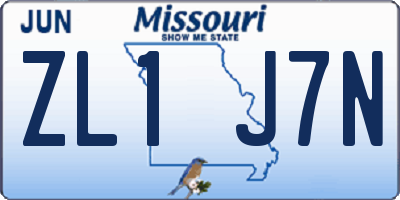 MO license plate ZL1J7N