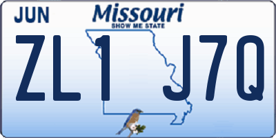 MO license plate ZL1J7Q