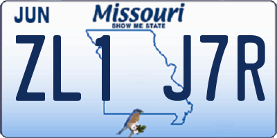 MO license plate ZL1J7R