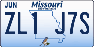 MO license plate ZL1J7S