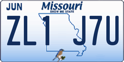 MO license plate ZL1J7U