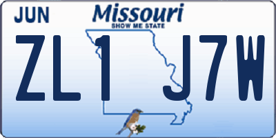 MO license plate ZL1J7W