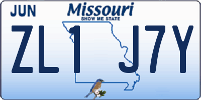 MO license plate ZL1J7Y