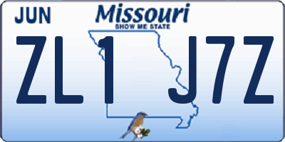 MO license plate ZL1J7Z