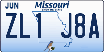 MO license plate ZL1J8A