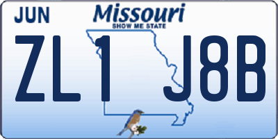 MO license plate ZL1J8B
