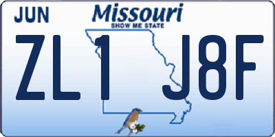 MO license plate ZL1J8F