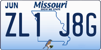 MO license plate ZL1J8G