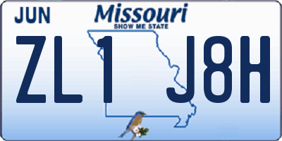 MO license plate ZL1J8H
