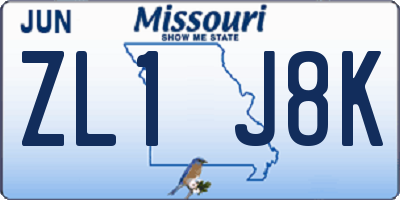 MO license plate ZL1J8K