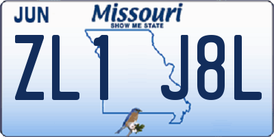 MO license plate ZL1J8L
