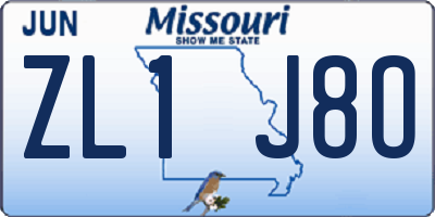 MO license plate ZL1J8O